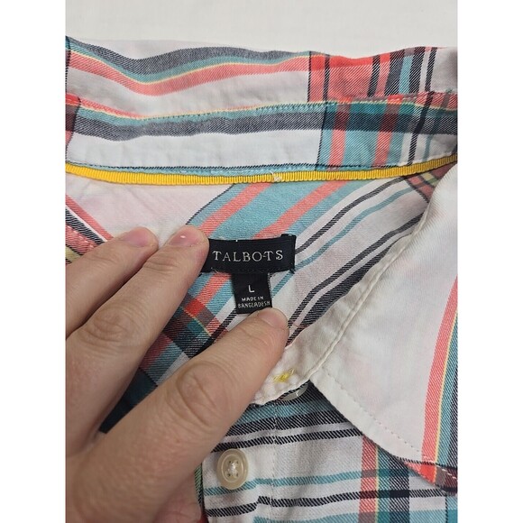 Talbots Shirt Women Sz Large Green Plaid Top Button Up Long Sleeve Casual Preppy - Picture 3 of 6